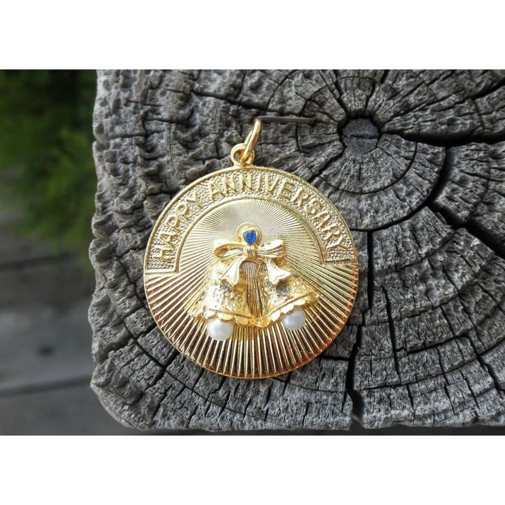 Vintage Happy Anniversary Charm/ Pendant-House of Borvani Anniversary Necklace - Picture 2 of 6